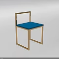 Stylish Single Chair With Gold Frame And Blue Cushioned Seat Design